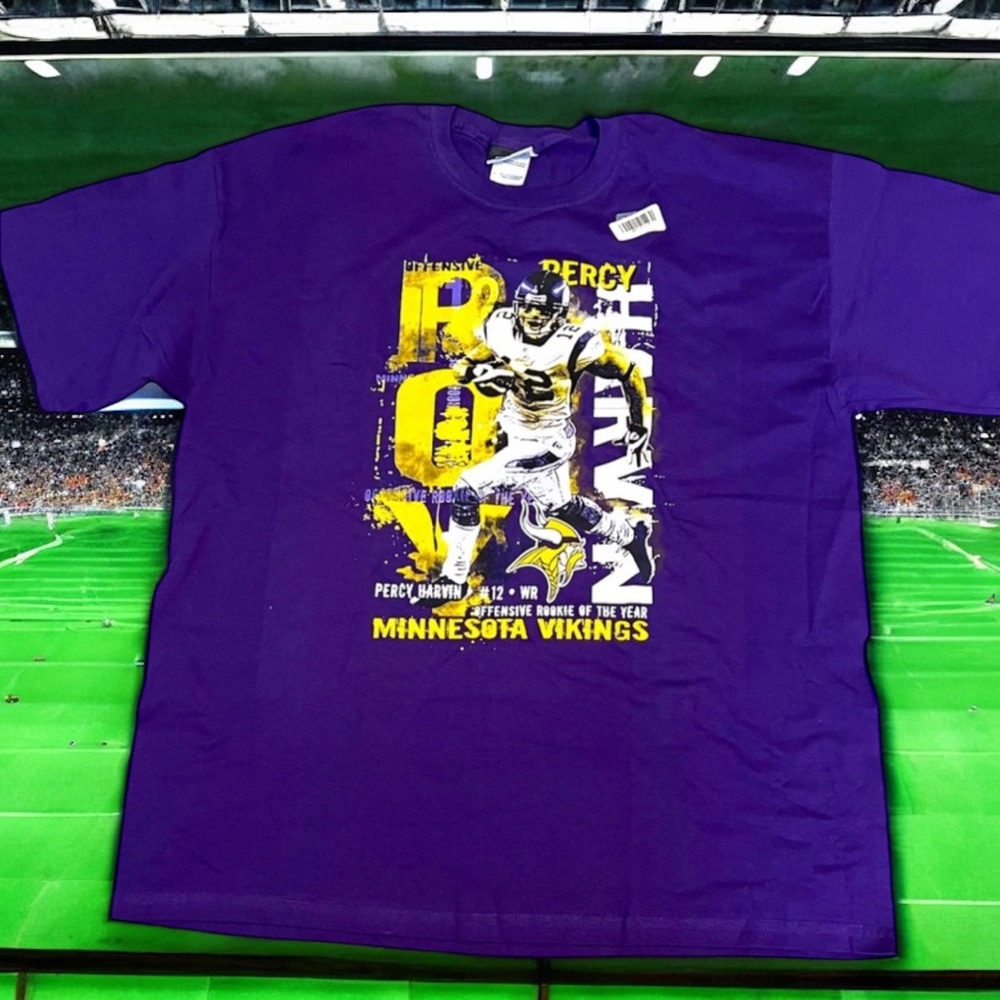 NWT‎ RBK Minnesota Vikings Percy Harvin #12 Tee 2009 Rookie of Year L Purple